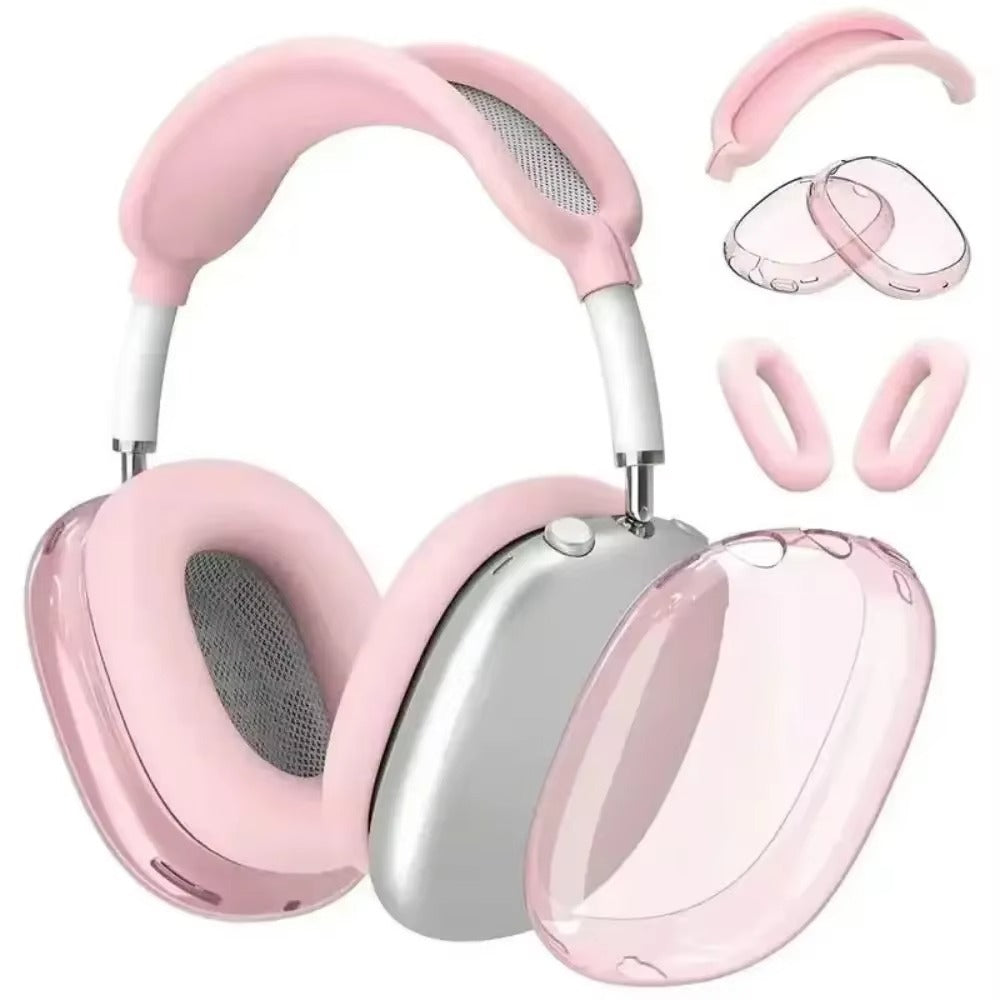 Premium 3-in-1 AirPods Max Protective Case Set – Soft Silicone Ear Pad Covers, TPU Transparent Shell & Headband Sleeve, Scratchproof, Anti-Yellowing, Precise Fit