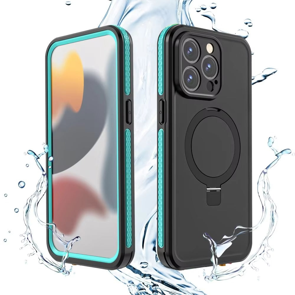Robust Apple iPhone Case MagSafe Compatible, Camera Lens & Screen Protection, Cover with IP68 Waterproof Stand Design