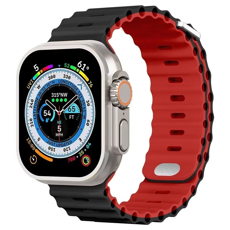Premium Silicone Dual-Wear Watch Strap – Adjustable Loop Buckle Band, Waterproof, Compatible with Smartwatches 49mm to 38mm