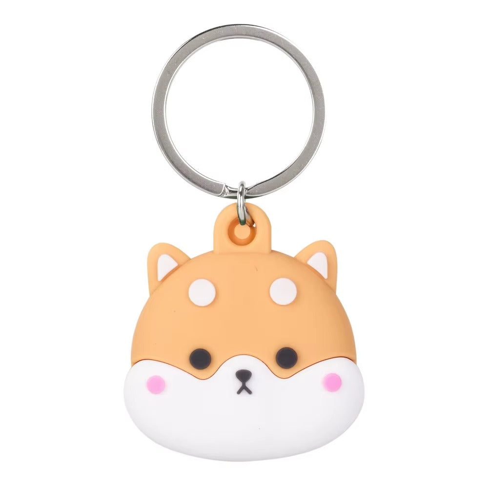 Cute Dog Cartoon Silicone AirTag Case – Soft Anti-Lost Protective Cover with Keychain Hook, Funny Tracker Shell for Kids, Teens & Adults