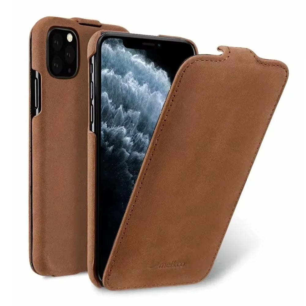 Premium Genuine Leather Flip iPhone Case – 100% Cowhide, Luxury Design, Stylish & Durable Protective Cover | Case for iPhone