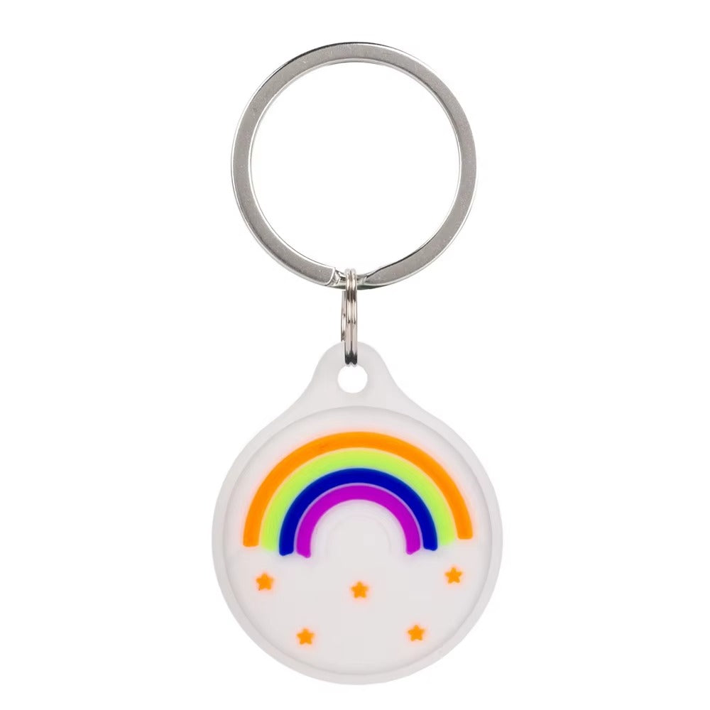 Cute Dog Cartoon Silicone AirTag Case – Soft Anti-Lost Protective Cover with Keychain Hook, Funny Tracker Shell for Kids, Teens & Adults