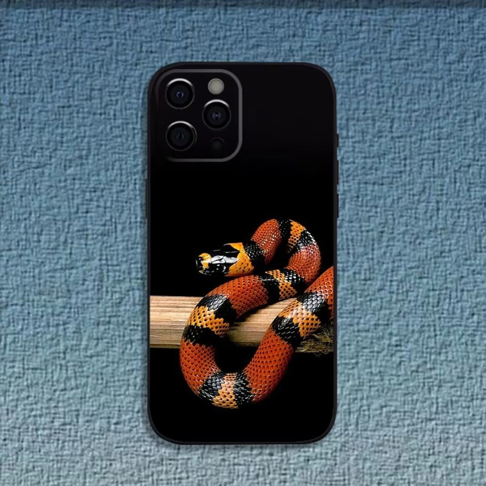 Luxury Apple iPhone Case, MagSafe Compatible, Camera Lens and Screen Protection, Ultra Thin, Shockproof, Magnetic, Full All Around Protection, Snake Pattern Soft Cover