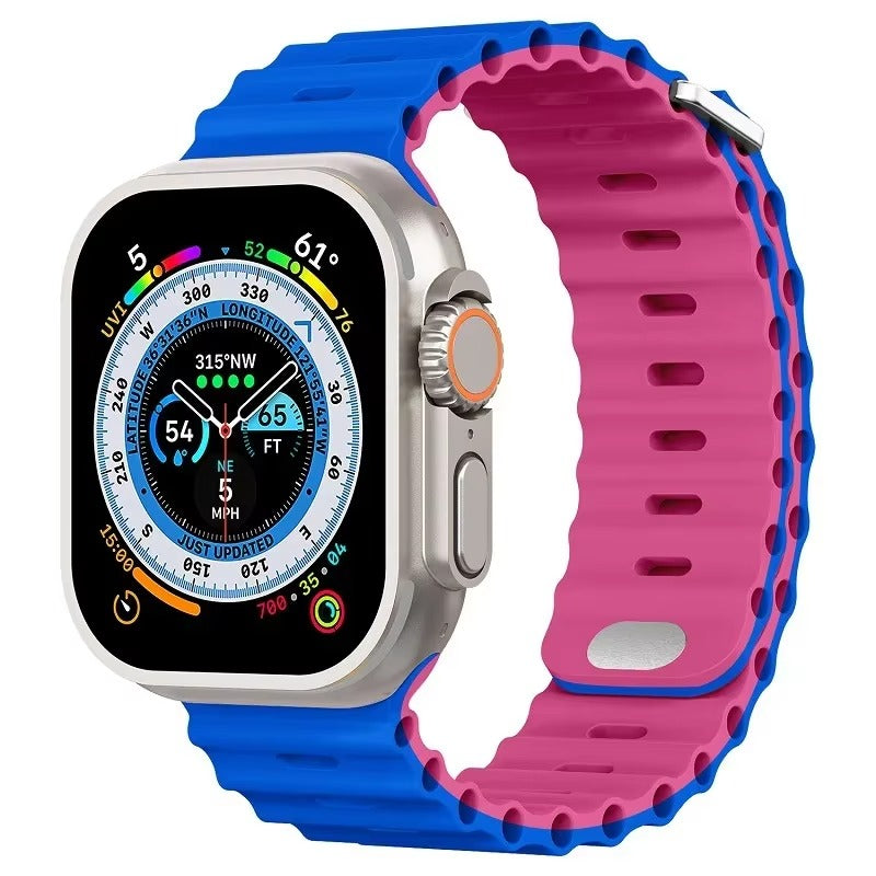 Premium Silicone Dual-Wear Watch Strap – Adjustable Loop Buckle Band, Waterproof, Compatible with Smartwatches 49mm to 38mm