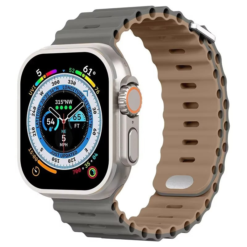 Premium Silicone Dual-Wear Watch Strap – Adjustable Loop Buckle Band, Waterproof, Compatible with Smartwatches 49mm to 38mm