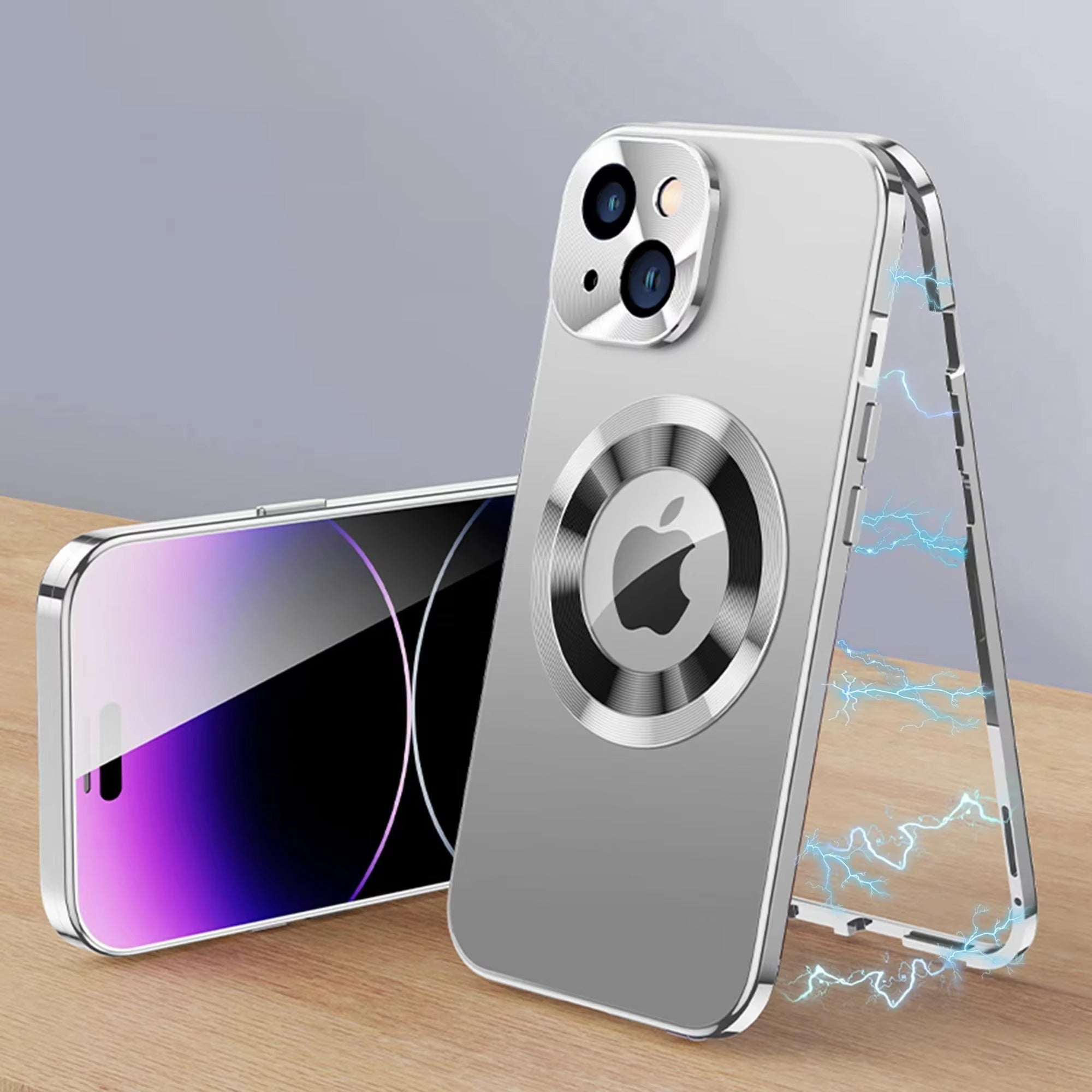 High Quality Apple iPhone Case Ultra Thin Shockproof Magnetic Full All Around Protection Cover with Frosted Glass Metal Lens