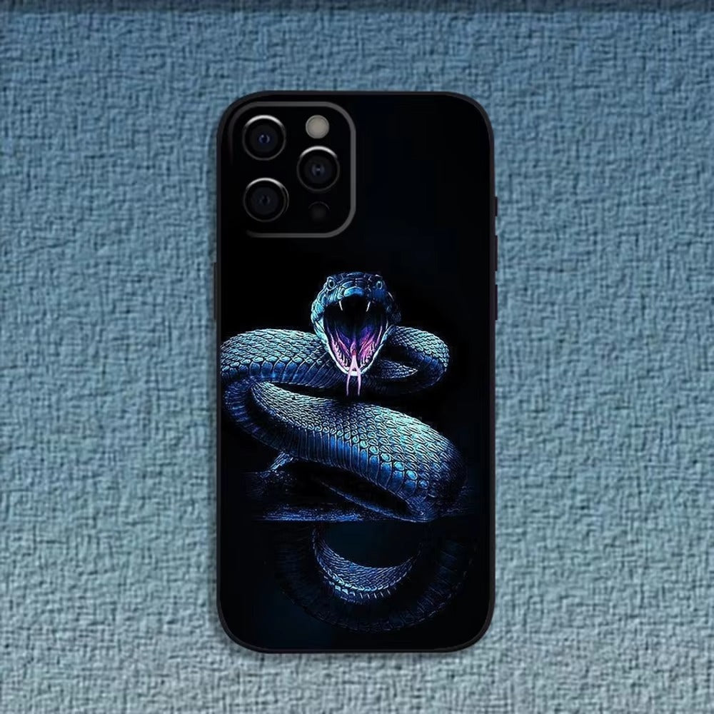 Luxury Apple iPhone Case, MagSafe Compatible, Camera Lens and Screen Protection, Ultra Thin, Shockproof, Magnetic, Full All Around Protection, Snake Pattern Soft Cover