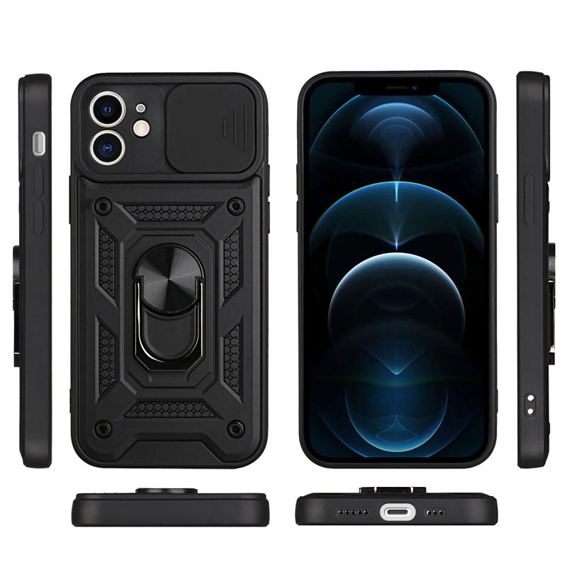 Shockproof Armor iPhone Case – Slide Camera Lens Protection, Rugged Full-Body Cover for iPhone Models