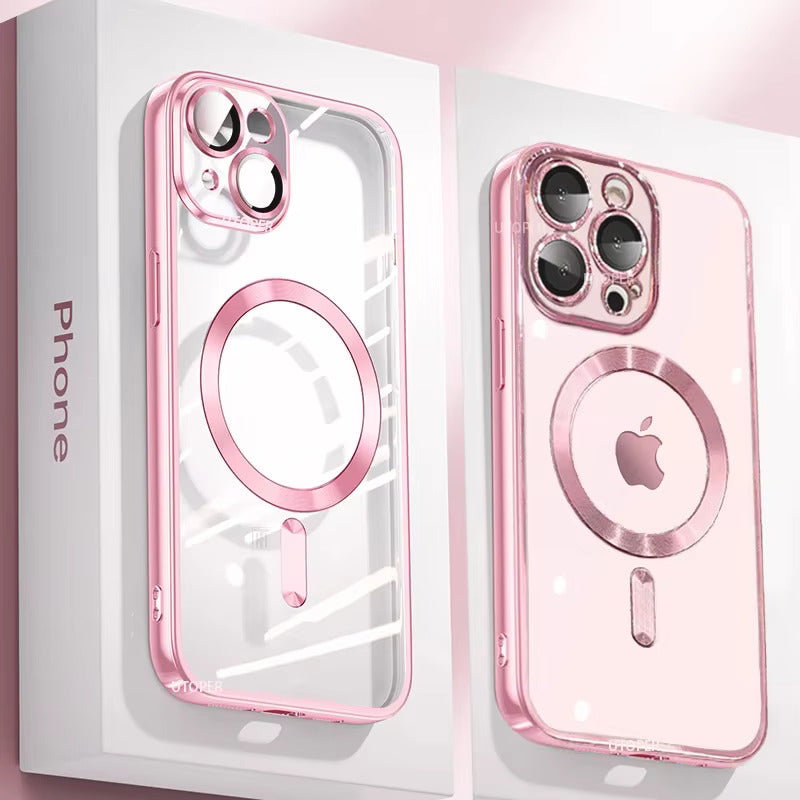 Luxury Magnetic Magsafe Phone Case – Wireless Charging, Transparent Electroplated Shockproof Cover,