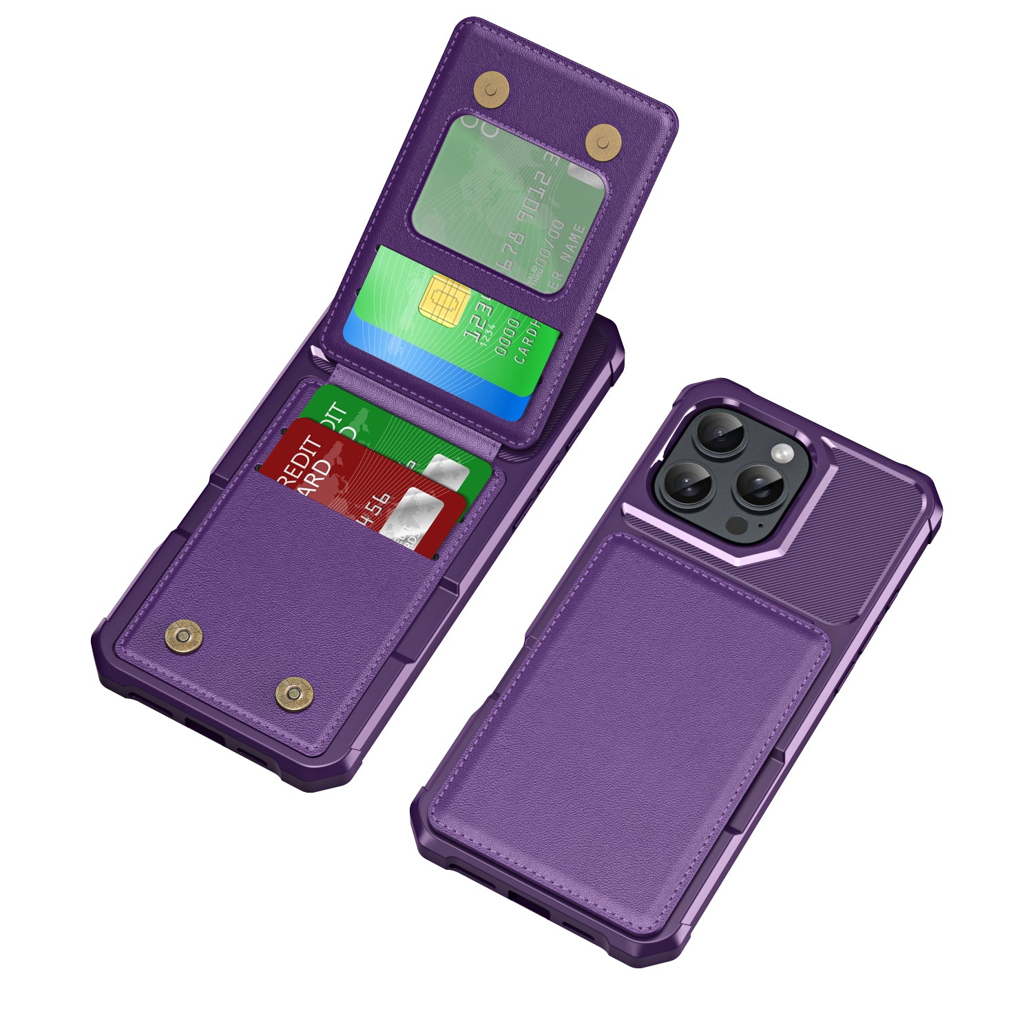 Premium Vertical Card Slot Wallet iPhone Case – Anti-Fall Stand Bracket, Stylish & Durable Protection | Case for iPhone
