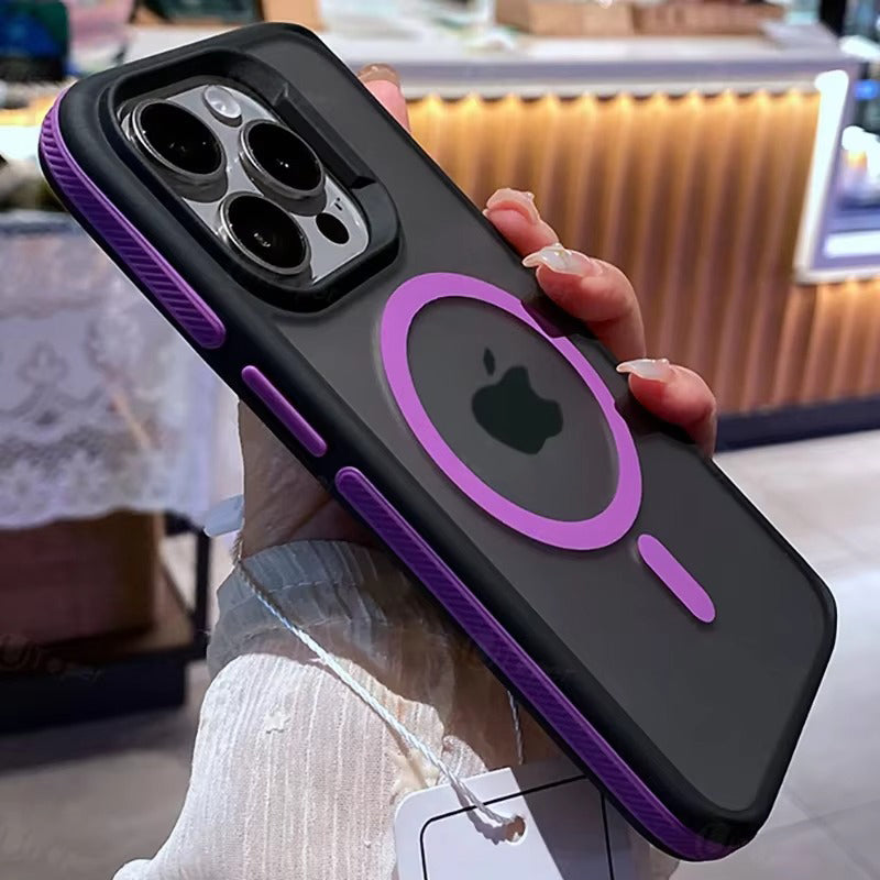 Premium Apple iPhone Case, MagSafe Compatible, Camera Lens & Screen Protection, Ultra Thin, Shockproof, Magnetic Full All Around Cover – Bicolor Matte Frosted Magnetic Case with Translucent Hard Bumper Design
