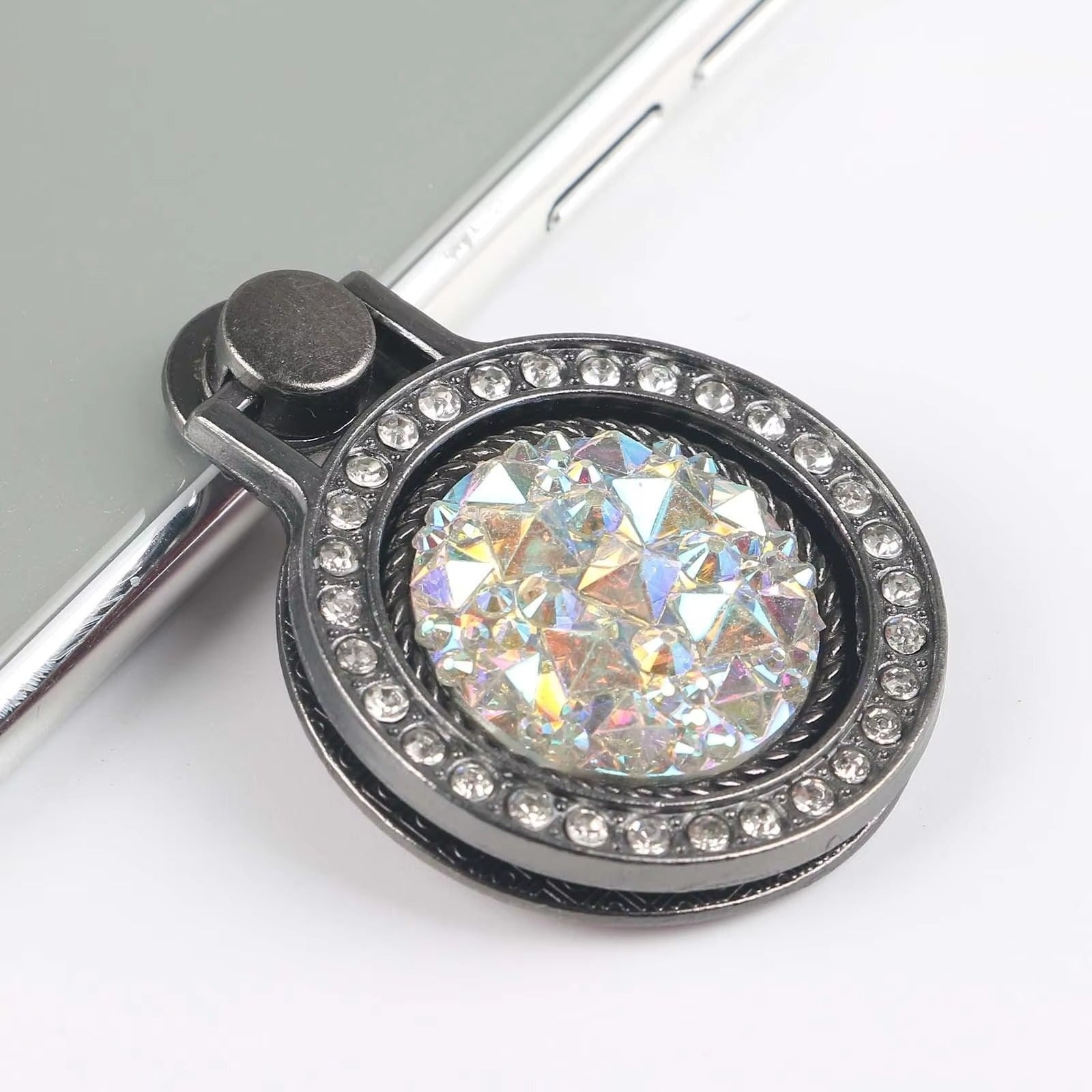 Luxury, Diamond Shiny Gems, Metal Phone Ring Holder – Rotatable, 360° Grip Stand Mount for Apple iPhone
