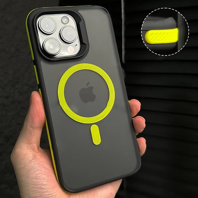 Premium Apple iPhone Case, MagSafe Compatible, Camera Lens & Screen Protection, Ultra Thin, Shockproof, Magnetic Full All Around Cover – Bicolor Matte Frosted Magnetic Case with Translucent Hard Bumper Design