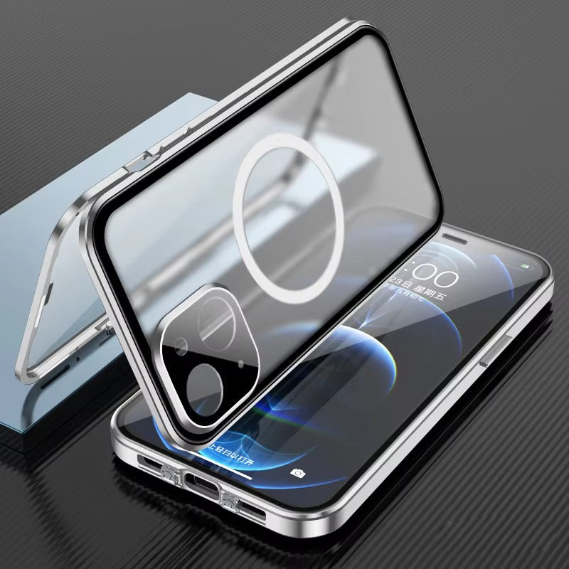 Premium Apple iPhone Case MagSafe Compatible, Magnetic Full All Around Protection Cover with 360 Metal Glass Alloy Shield