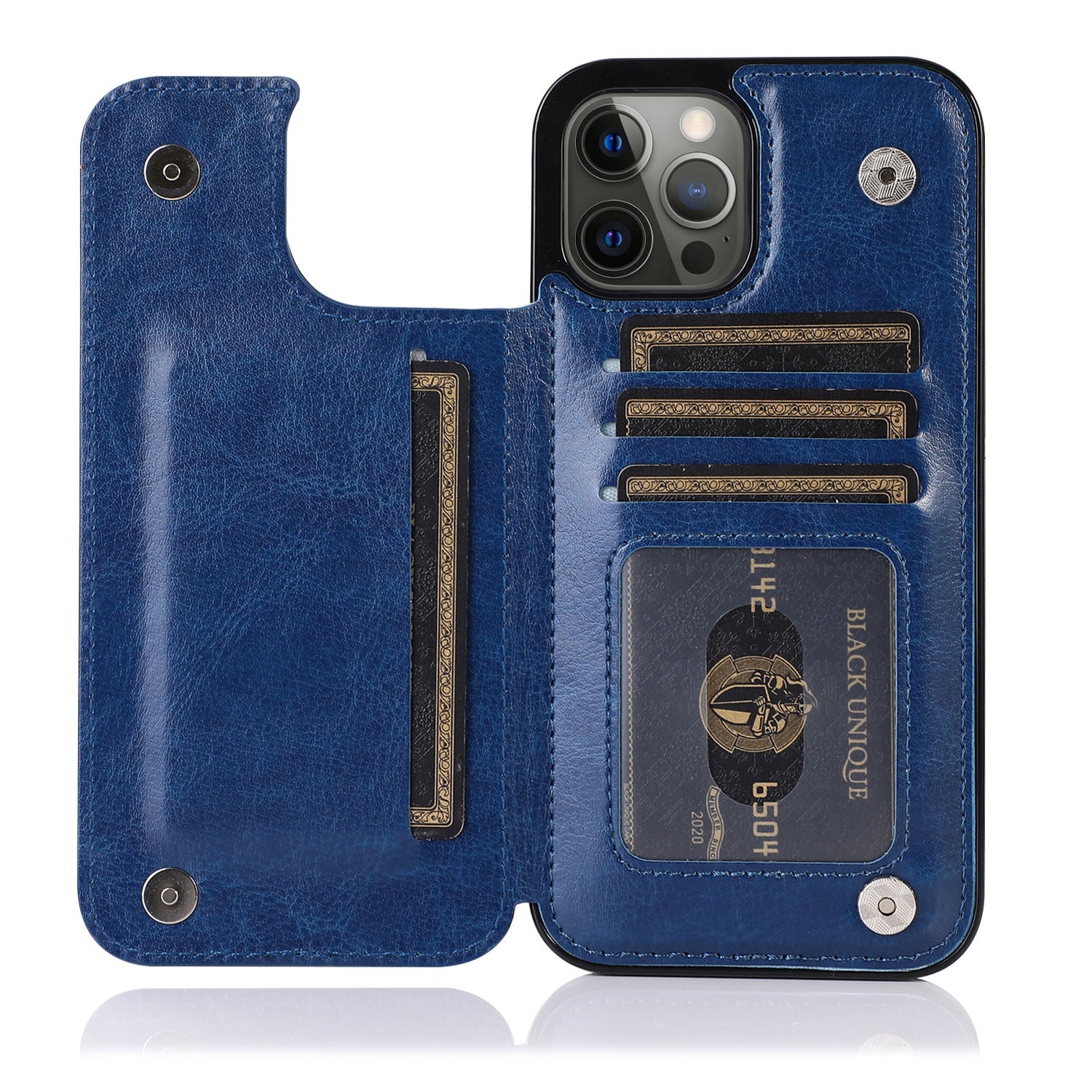 Luxury PU Leather Wallet iPhone Case – Kickstand, Card Holder Slots, Elegant Magnetic Closure for iPhone Models