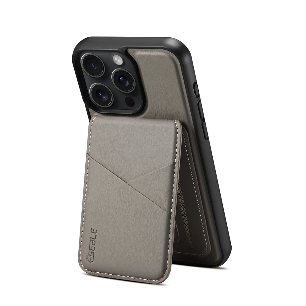Luxury Magnetic Leather Wallet iPhone Case – 2-in-1 MagSafe Card Holder, Kickstand, Shockproof Protection, Premium Design, Wireless Charging Compatible for iPhone Models