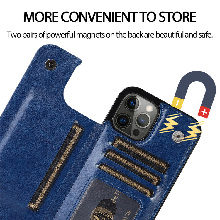 Luxury PU Leather Wallet iPhone Case – Kickstand, Card Holder Slots, Elegant Magnetic Closure for iPhone Models