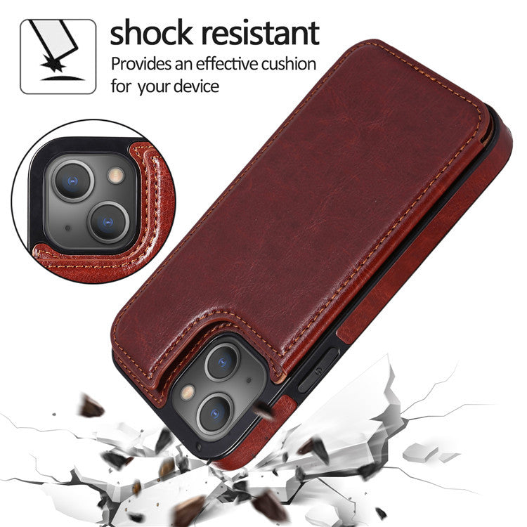 Luxury PU Leather Wallet iPhone Case – Kickstand, Card Holder Slots, Elegant Magnetic Closure for iPhone Models