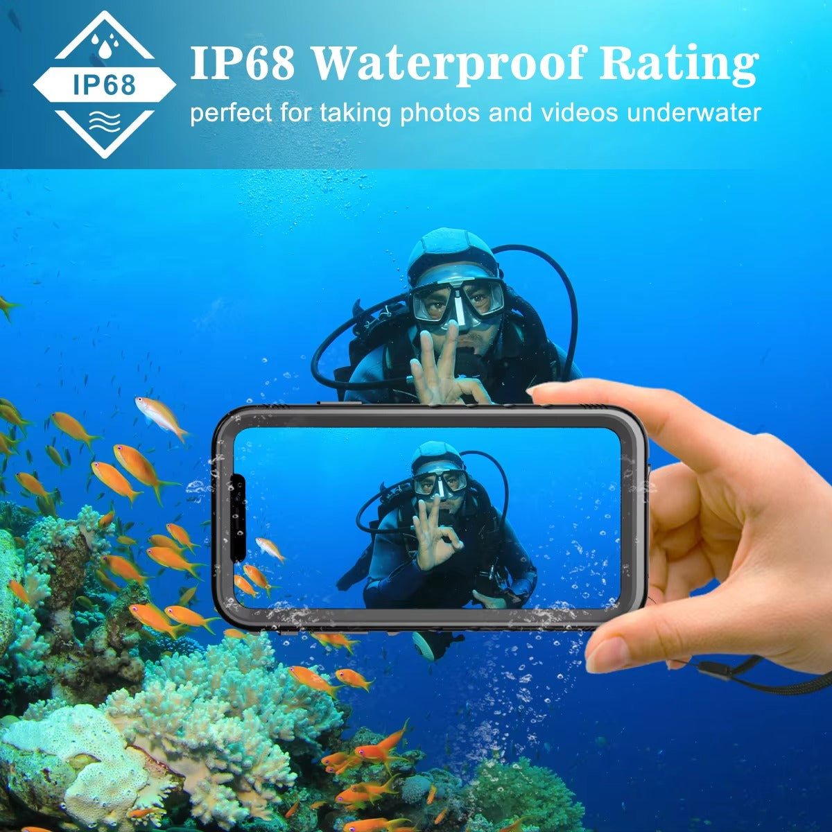 Premium Apple iPhone Case MagSafe Compatible, Camera Lens & Screen Protection, Ultra Thin Shockproof Magnetic Full All Around Protection Cover with Waterproof Strap for Diving