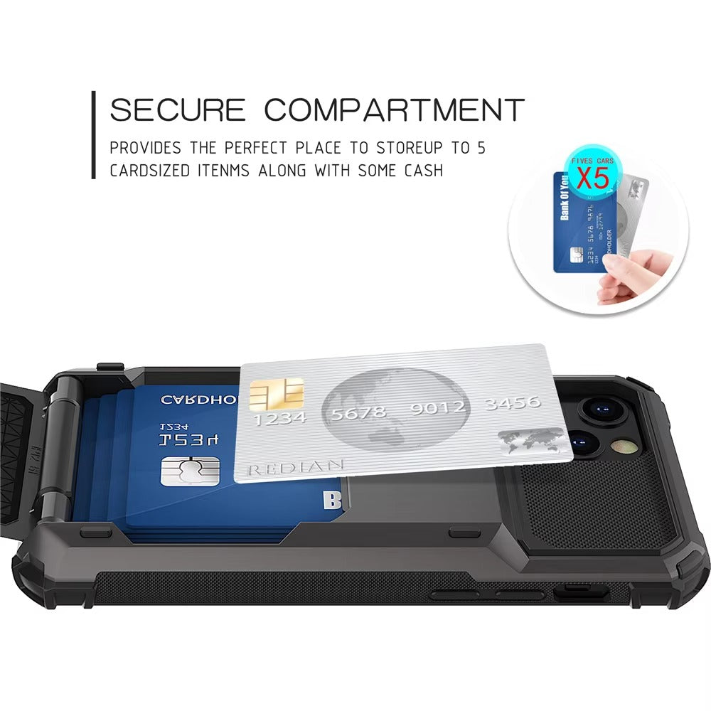 Luxury Wallet Apple iPhone Case, MagSafe Compatible Shockproof Cover with Camera Screen Protection, 4 Card Slot Holder Design