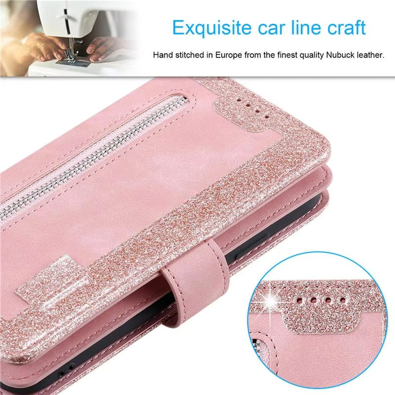 Luxury Leather Apple iPhone Case,Ultra Thin Magnetic Shockproof Full Protection Cover with Flip Wallet Design