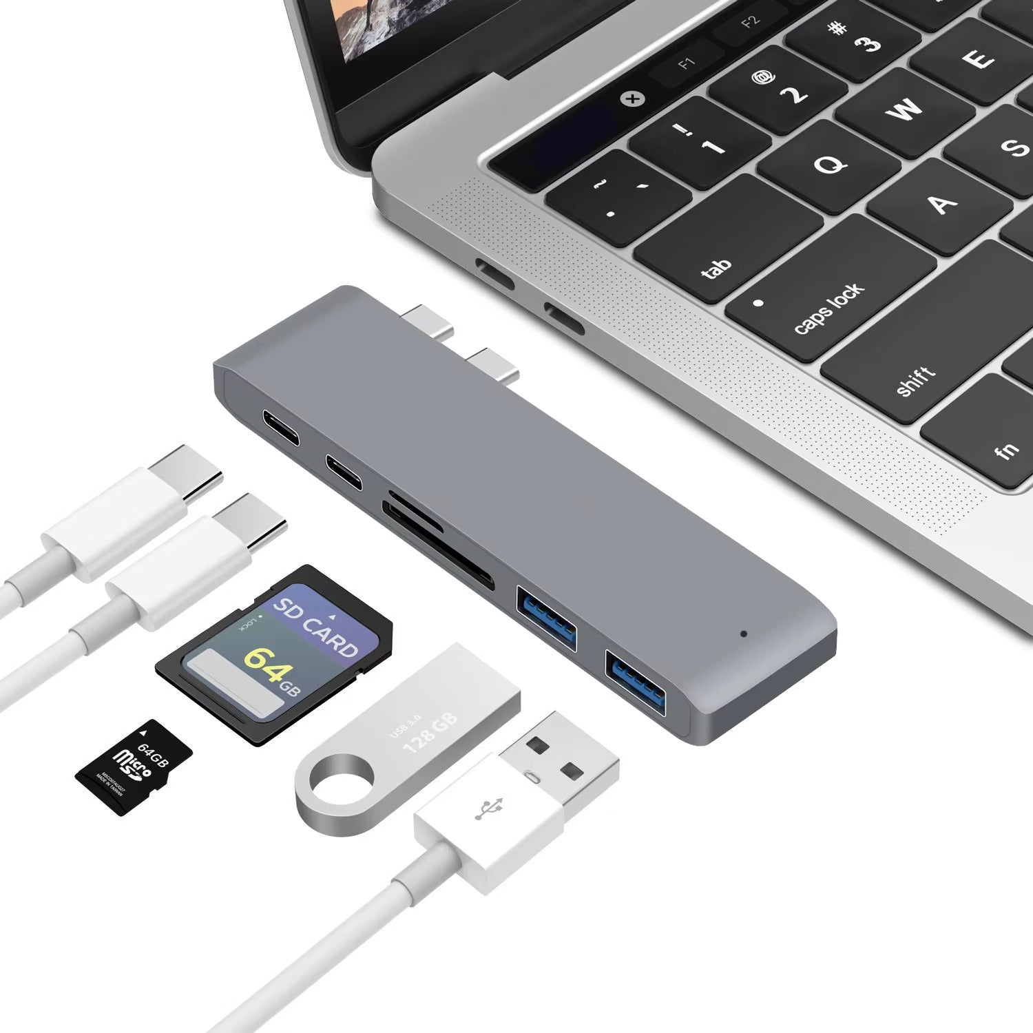 High-Speed USB-C Hub with HDMI 4K, Thunderbolt 3, USB 3.0, SD/TF Card Reader, PD Charging – Type-C Adapter Dock for MacBook Air, Pro, and USB-C Laptops