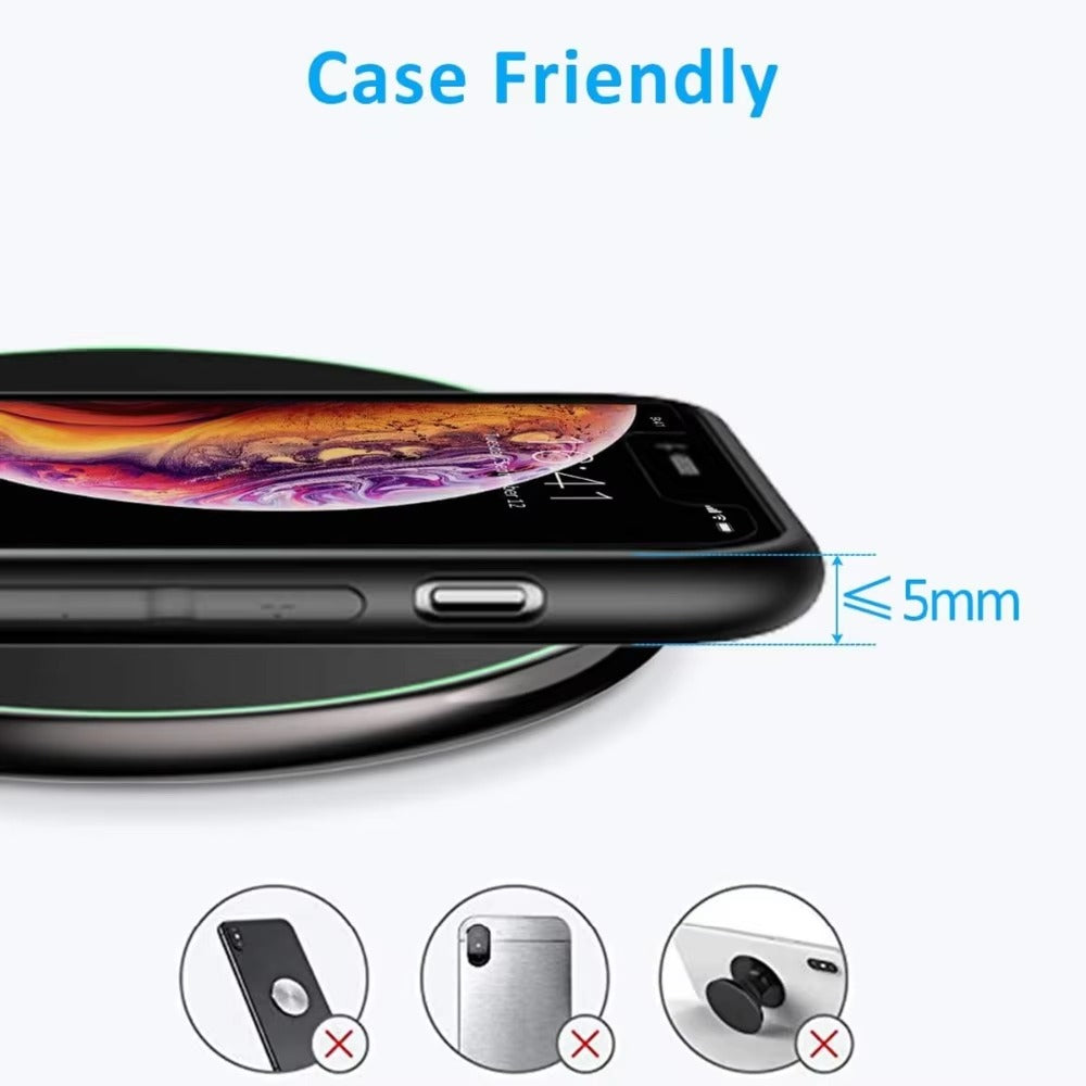 Premium 30W Wireless Charging Pad – Fast USB-C Charger for iPhone & Samsung, Case-Friendly, Overheat Protection, Sleek Zinc Alloy Design, QC 3.0 Compatible