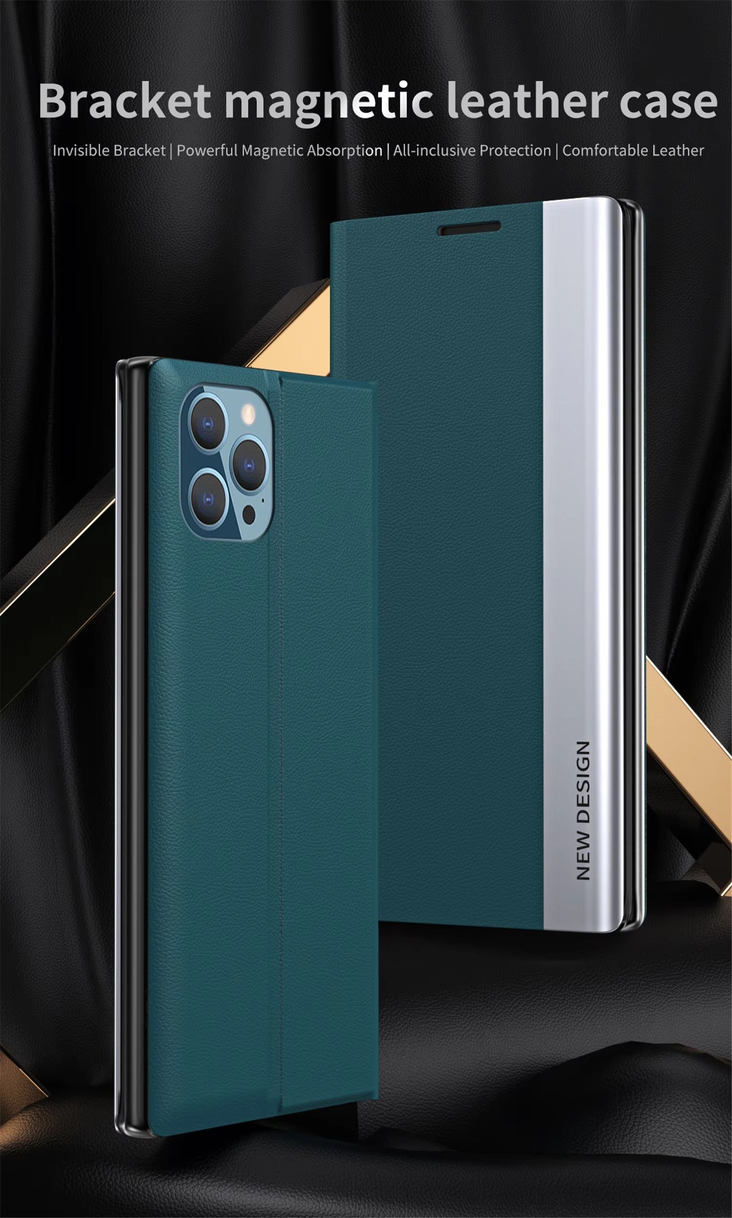 Luxury Apple iPhone Case, MagSafe Compatible, Camera Lens and Screen Protection, Ultra Thin, Shockproof, Magnetic, Full All Around Protection, Leather Flip Stand Cover