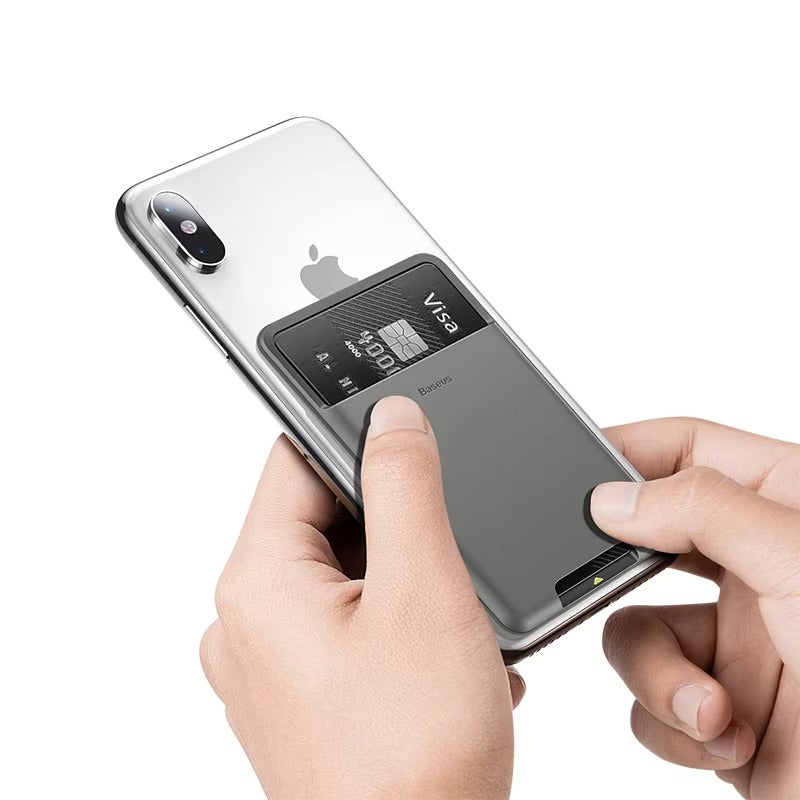 High Quality Silicone Phone Card Holder – Slim, Adhesive Back Cover with ID Slot, Wallet Sticker Case for Apple iPhone