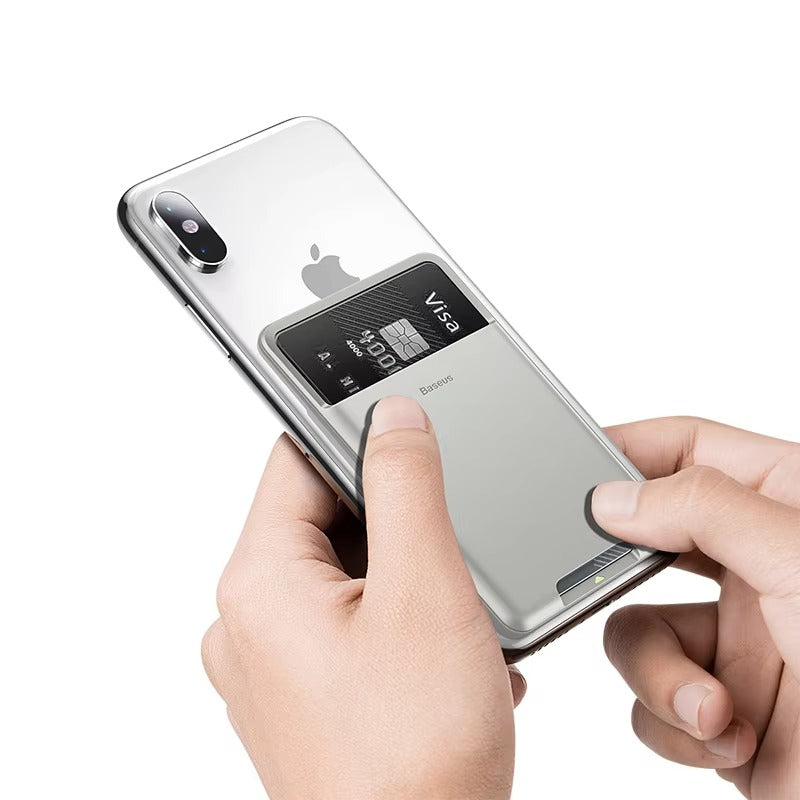 High Quality Silicone Phone Card Holder – Slim, Adhesive Back Cover with ID Slot, Wallet Sticker Case for Apple iPhone