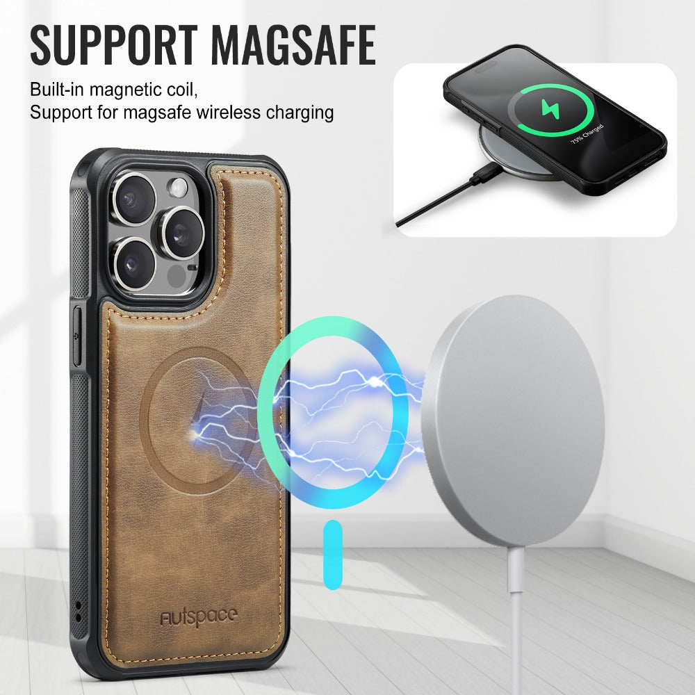 Luxury 2-in-1 Detachable Leather Flip Cover with Card Holder, Wrist Strap and Secure Magnetic Closure for Ultimate Protection