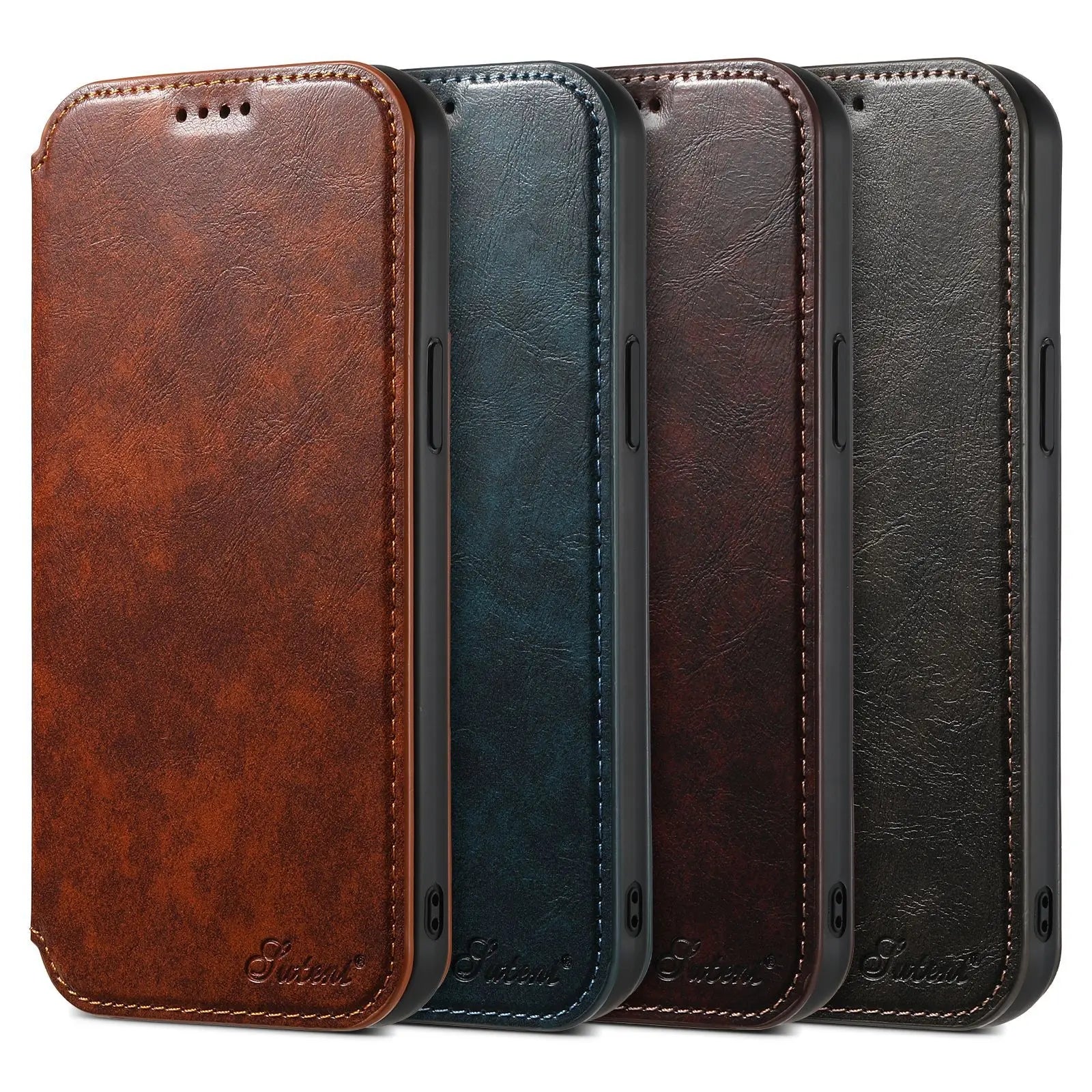 Luxury Leather Magnetic Flip iPhone Case – MagSafe Wallet Card Holder, Wireless Charging Compatible, Shockproof Protection, Elegant Design for iPhone Models