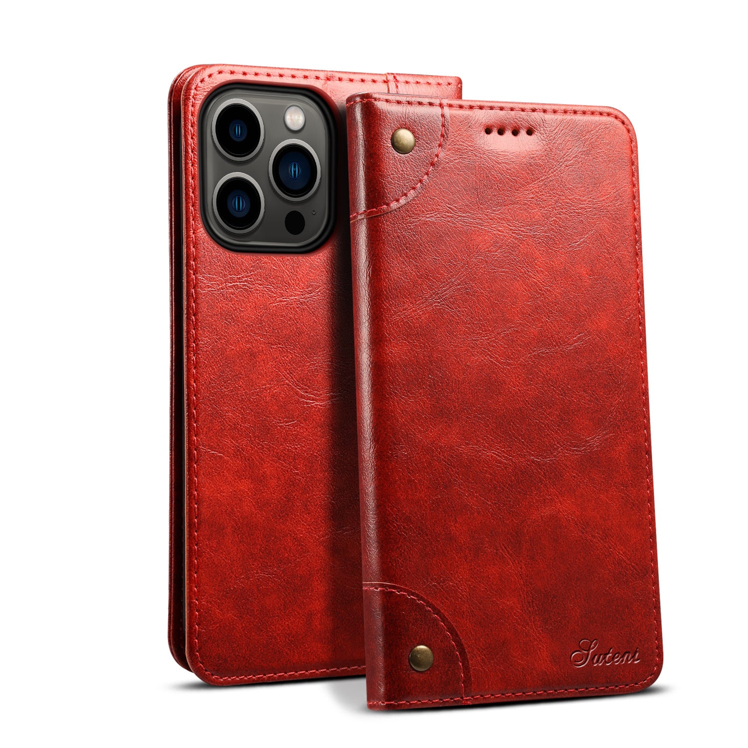 Retro Leather Wallet iPhone Case – Magnetic Closure, Card Slots, Shockproof Protection Durable PU Leather Cover for iPhone