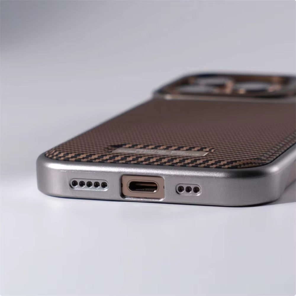 Luxury Apple iPhone Case, MagSafe Compatible, Camera Lens & Screen Protection, Ultra Thin, Shockproof, Magnetic Full All Around Cover – Frameless Carbon Fiber Pattern Slim Case with Lens Holder & Wireless Charging Support