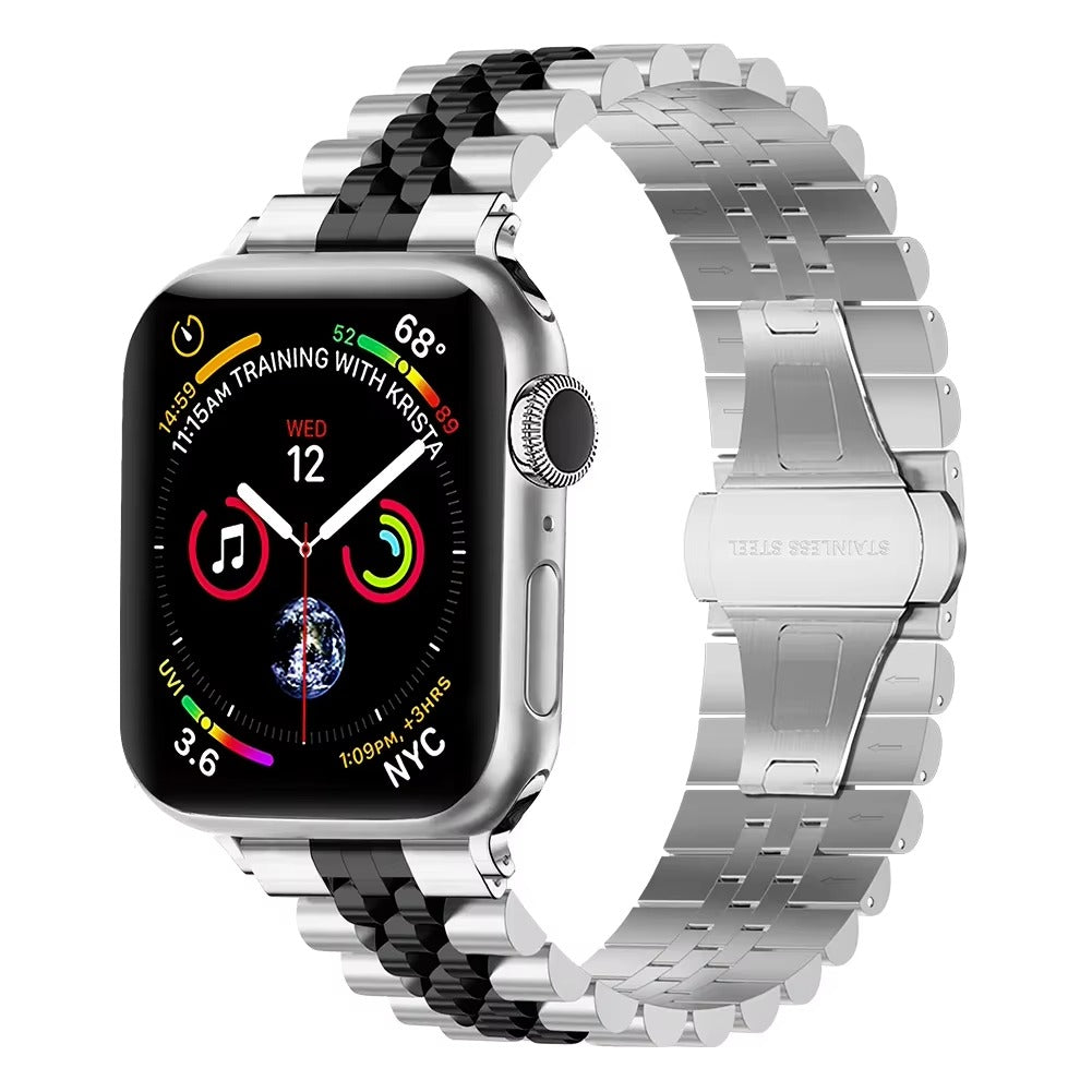 Luxury Stainless Steel Watch Band – Adjustable Metal Strap Bracelet with Secure Clasp for 40mm to 49mm Smartwatch, Durable Replacement Wrist Belt