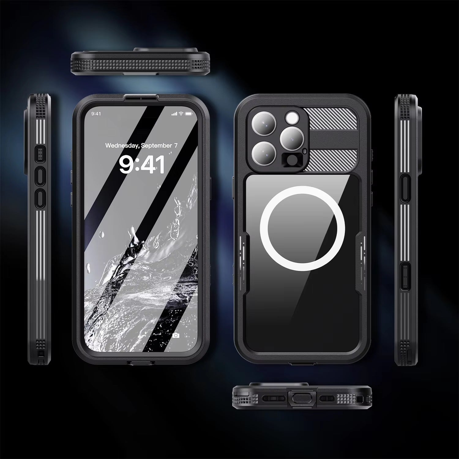Premium Apple iPhone Case MagSafe Compatible, Camera Lens & Screen Protection, Ultra Thin Shockproof Magnetic Full All Around Protection Cover with IP68 Waterproof Charging Design