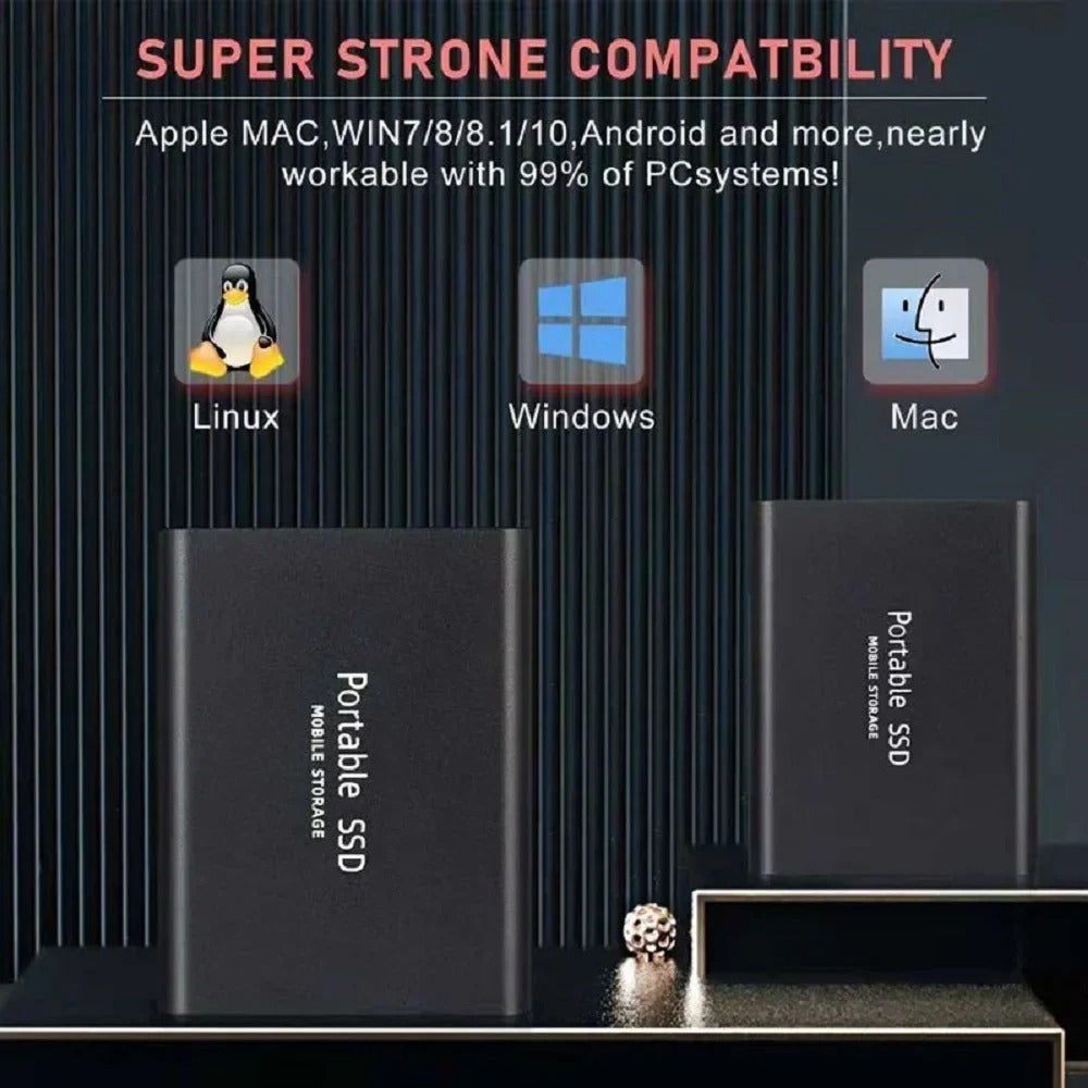 High-Speed External SSD 1TB 2TB – Portable USB 3.1 Solid State Drive, Ultra Slim, Shockproof, Waterproof, Type-C & USB Compatible for Mac/Windows PCs