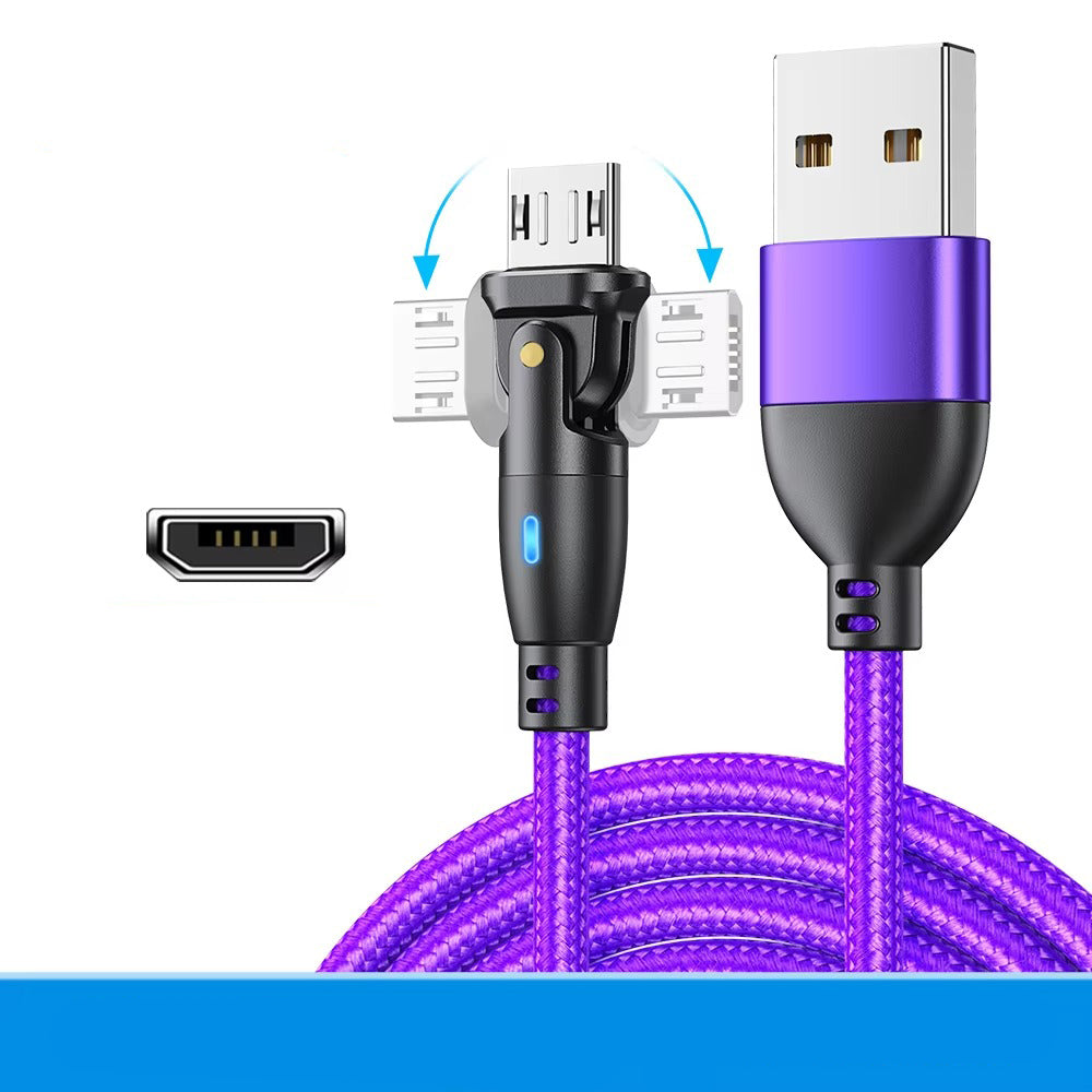 High Quality 3-in-1 Charging Cable – 180° Rotating Fast Charger with Type-C, Lightning & Micro USB, 3A Power Cord for iPhone, iPad, AirPods, Apple Devices