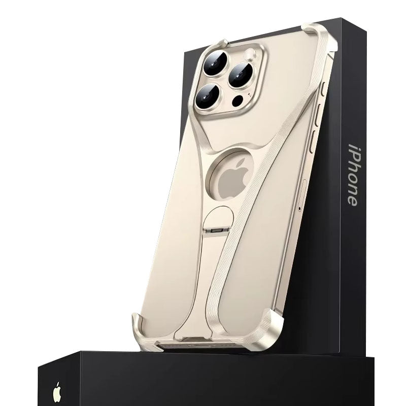 Premium Apple iPhone Case, MagSafe Compatible, Camera Lens & Screen Protection, Ultra Thin, Shockproof, Magnetic Full All Around Cover – Frameless Aluminum Alloy Case with Metal Holder, Stand & Heat Dissipation Design
