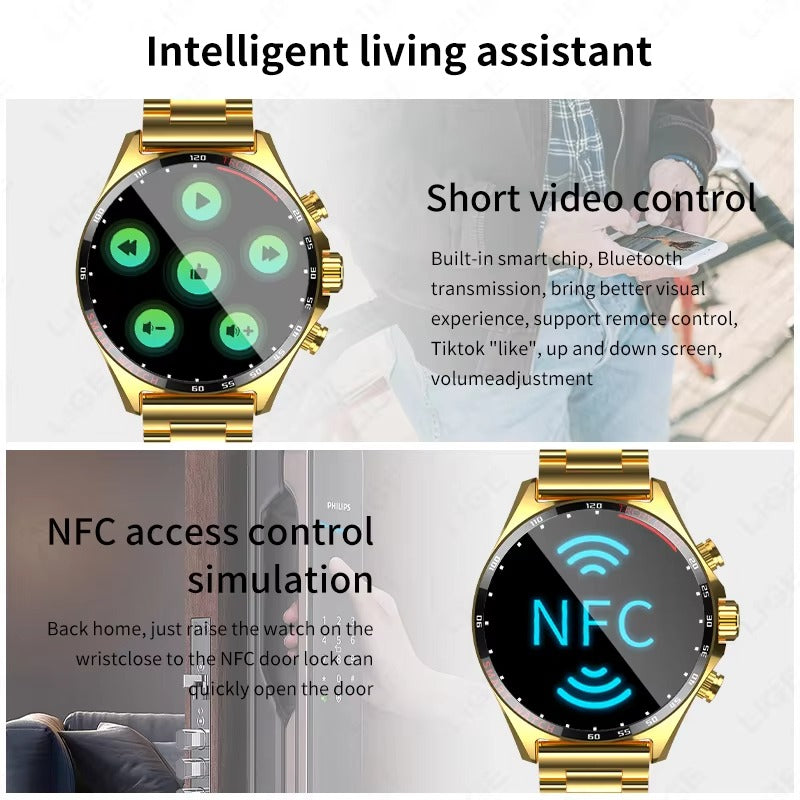 Robust Outdoor Smartwatch for iPhone – NFC Access Control, GPS Positioning, Compass, 400mAh Battery, IP68 Waterproof Fitness & Health Tracker for Men