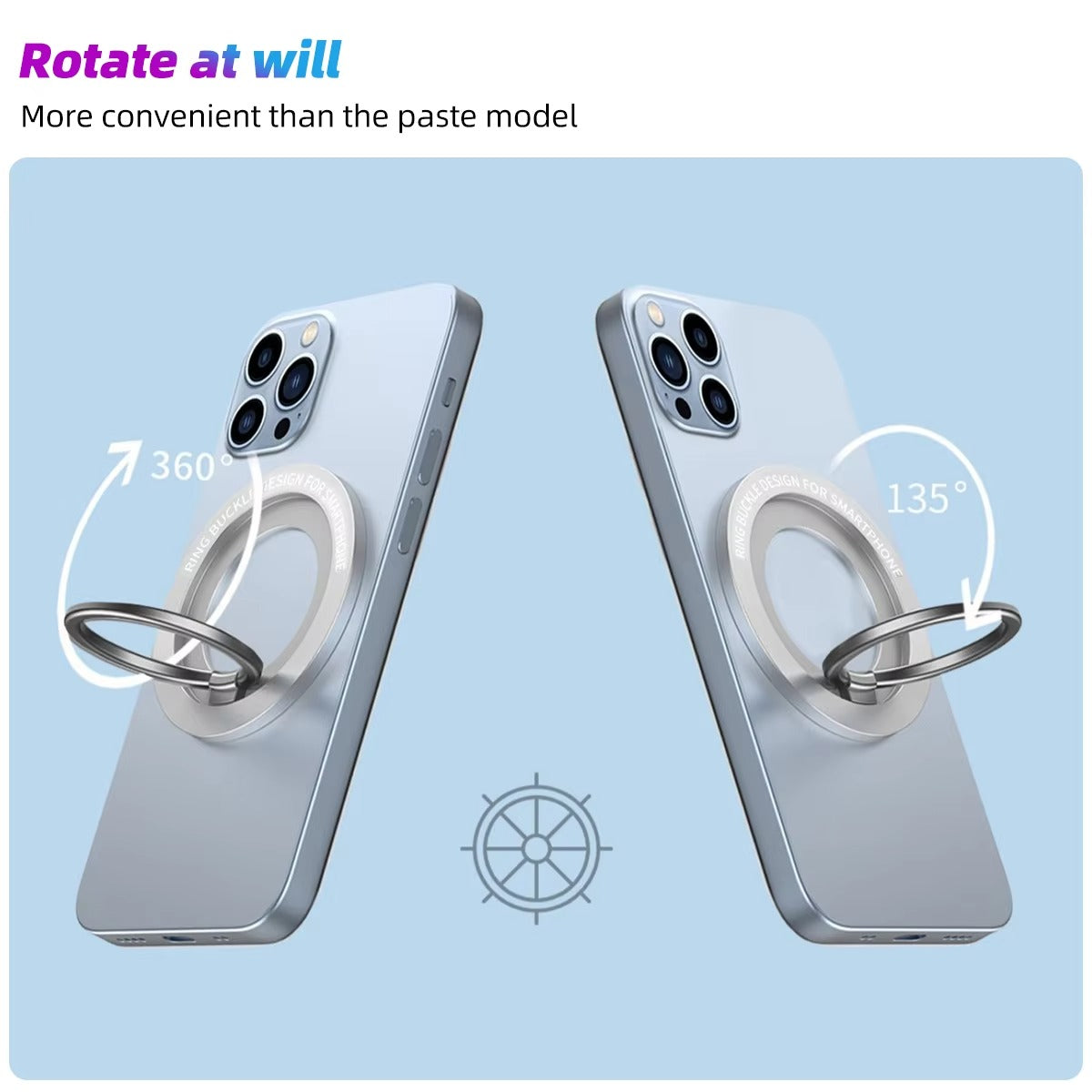 Premium, Magnetic Phone Ring Holder for MagSafe – Detachable, 360° Rotating Grip Stand, Compatible with Apple iPhone