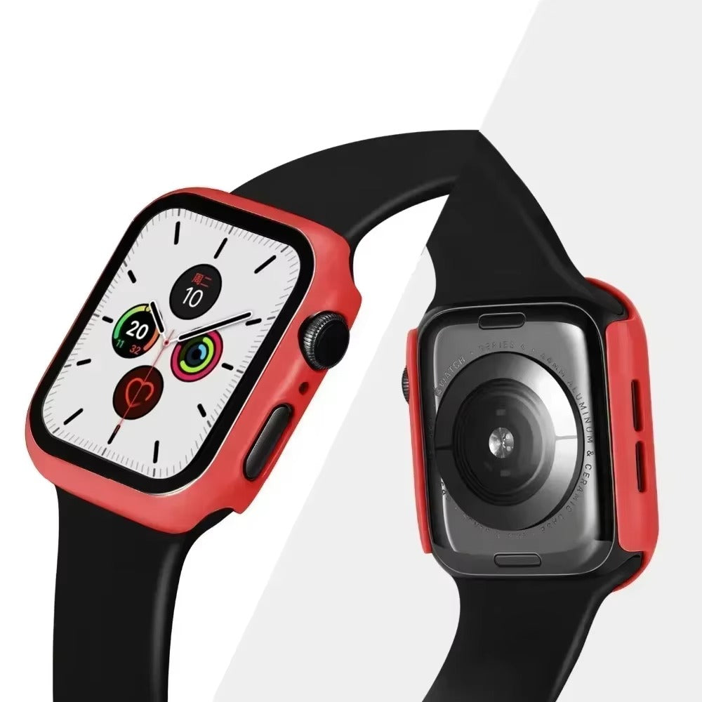 Tempered Glass Screen Protector Case – Full Cover Shockproof Bumper with Ultra-Clear Touch Glass, Compatible with 38mm to 45mm Smartwatches
