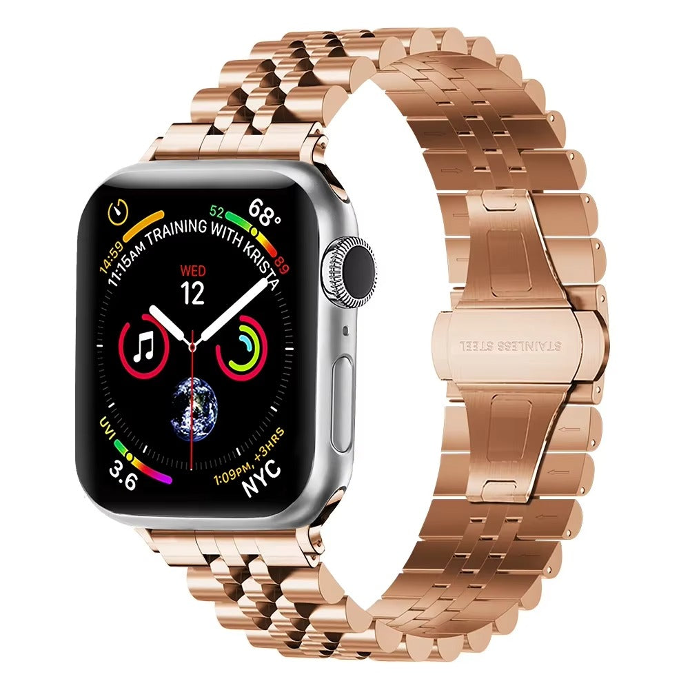 Luxury Stainless Steel Watch Band – Adjustable Metal Strap Bracelet with Secure Clasp for 40mm to 49mm Smartwatch, Durable 