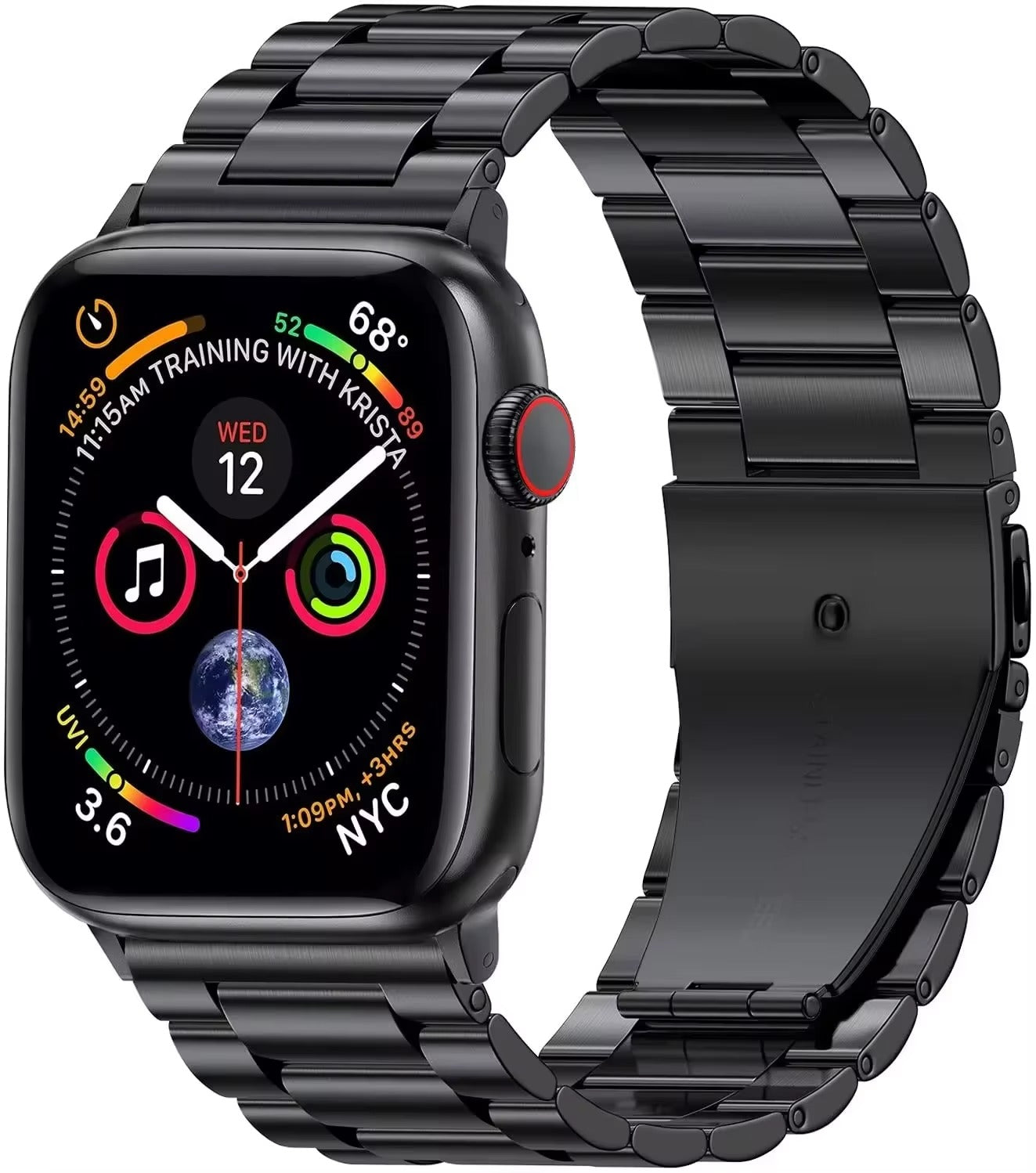 Luxury Stainless Steel Watch Band – Adjustable Metal Strap Bracelet with Secure Clasp for 40mm to 49mm Smartwatch, Durable Replacement Wrist Belt