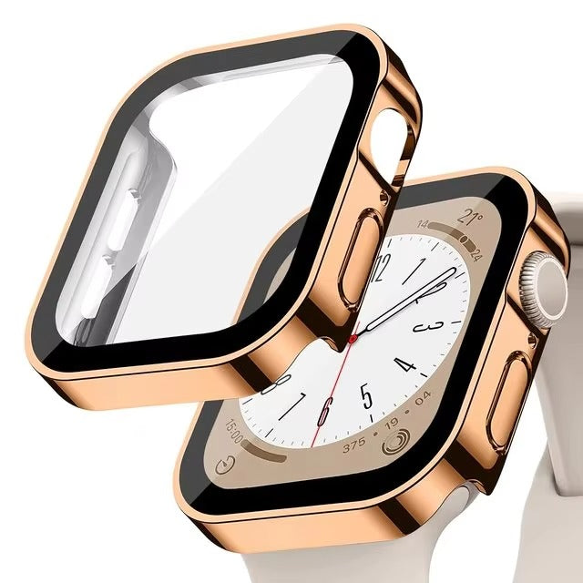 Premium Glass Screen Protector Case – Full Coverage, Straight Edge, Shock-Resistant, Snap-On Protective Cover for 40mm to 49mm Smartwatches