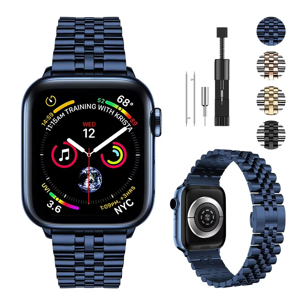 Luxury Stainless Steel Watch Band – Adjustable Metal Strap Bracelet with Secure Clasp for 40mm to 49mm Smartwatch, Durable 