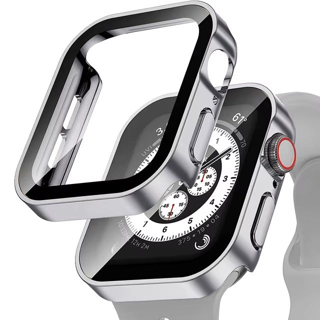 High Quality Tempered Glass Case for Apple Watch – Straight Edge, Full Coverage Display Protector Film, Shock-Resistant Shell for 40mm to 45mm Smartwatches
