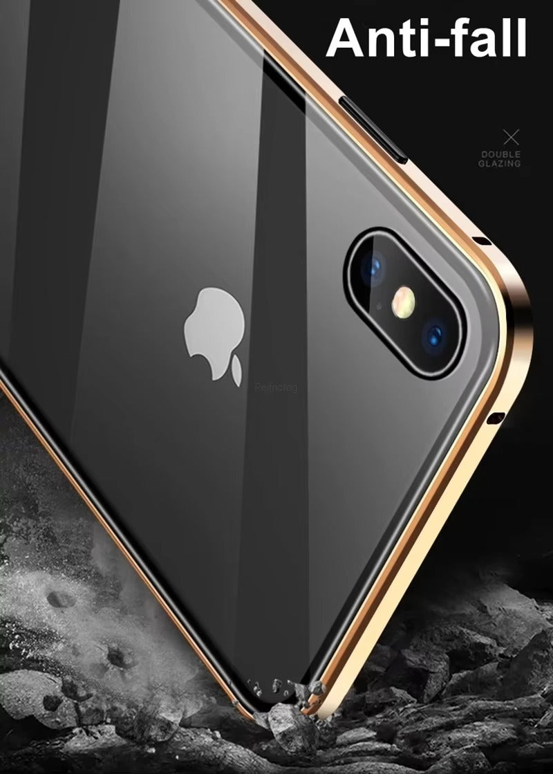 Premium Apple iPhone Case, MagSafe Compatible, Camera Lens & Screen Protection, Ultra Thin, Shockproof, Magnetic Full All Around Cover – 360° Magnetic Metal Case with Tempered Glass Privacy Screen & Anti-Spy Protection
