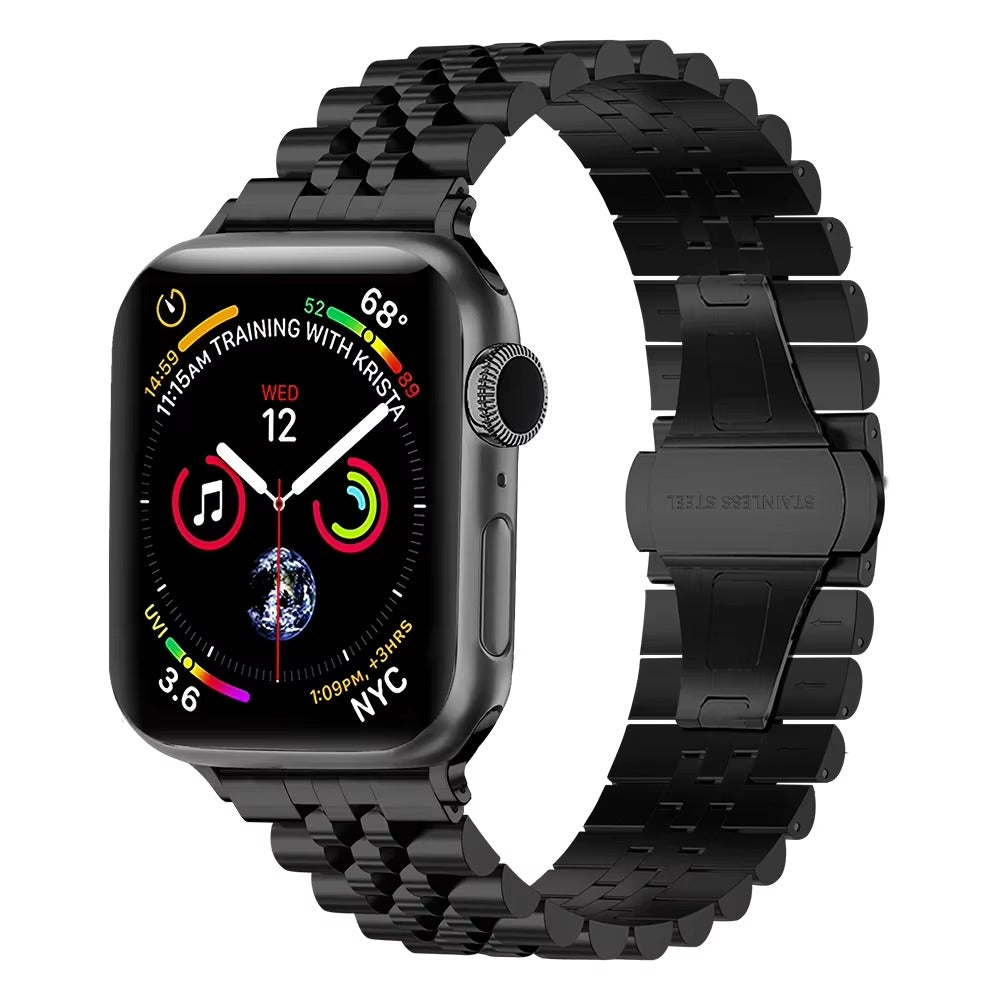 Luxury Stainless Steel Watch Band – Adjustable Metal Strap Bracelet with Secure Clasp for 40mm to 49mm Smartwatch, Durable 