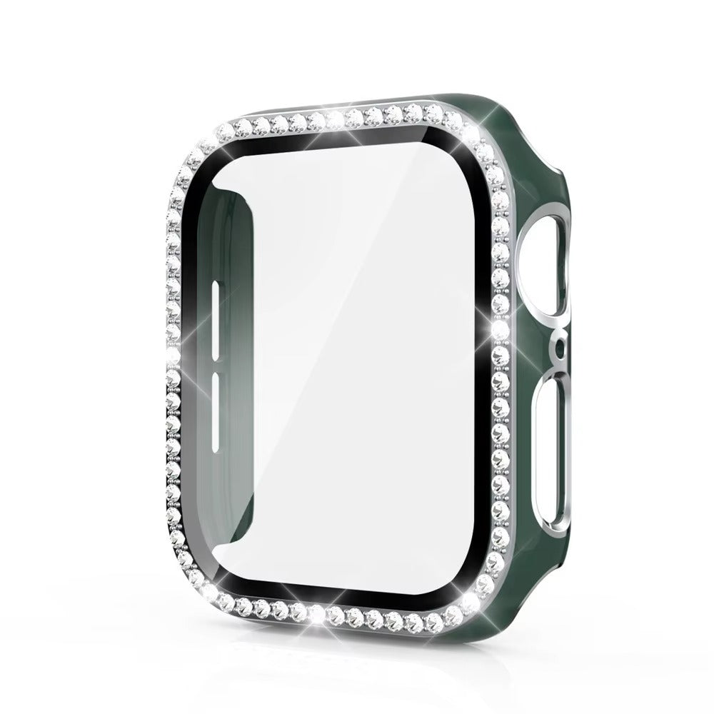 Luxury, Bling Diamond Case with Glass Screen Protector for Apple Watch – Sparkling, Bumper Cover, Full Protection for 38mm, 40mm, 41mm, 42mm, 44mm, 45mm